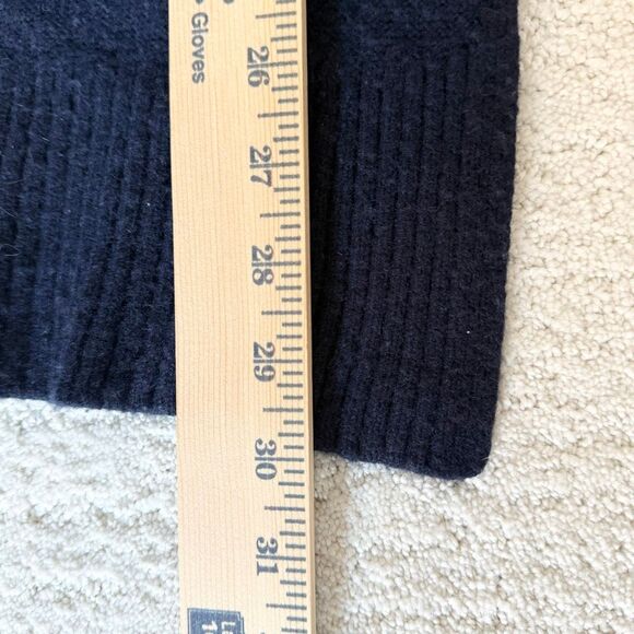 BCBGMAXAZRIA Wool Blend Color Block Asymmetrical Hem Crew Neck Sweater Navy Blue - Picture 8 of 11